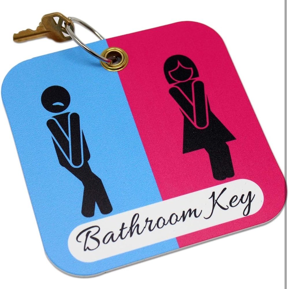Zelica Funny Bathroom Pass | Unisex Office Restroom Key Tag holder with Keychain